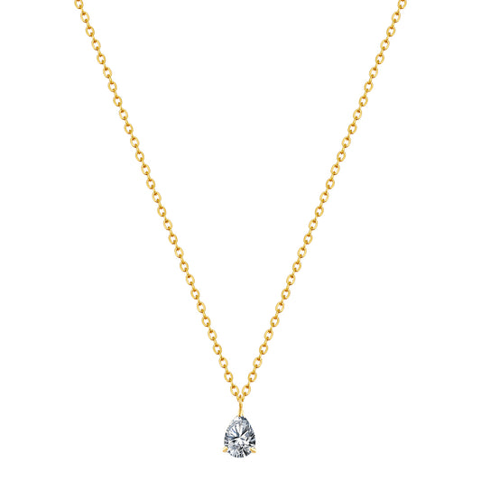 Waterdrop Necklace HighGrade 18K Gold Plated Champagne Cubic White/Diamond (CZ)