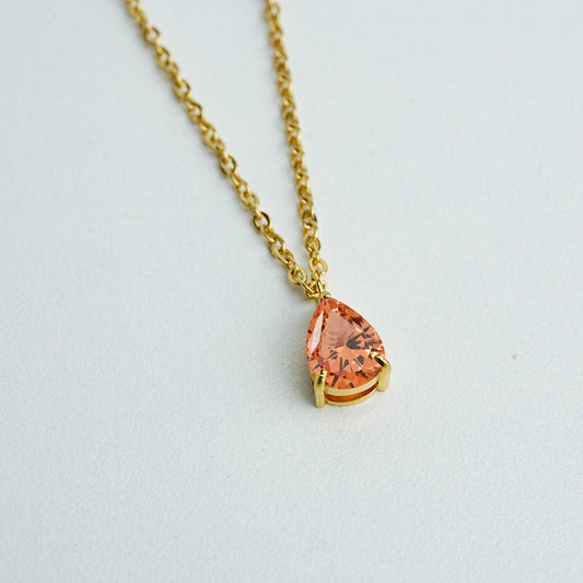 Waterdrop Necklace HighGrade 18K Gold Plated Champagne Cubic Zirconia (CZ)