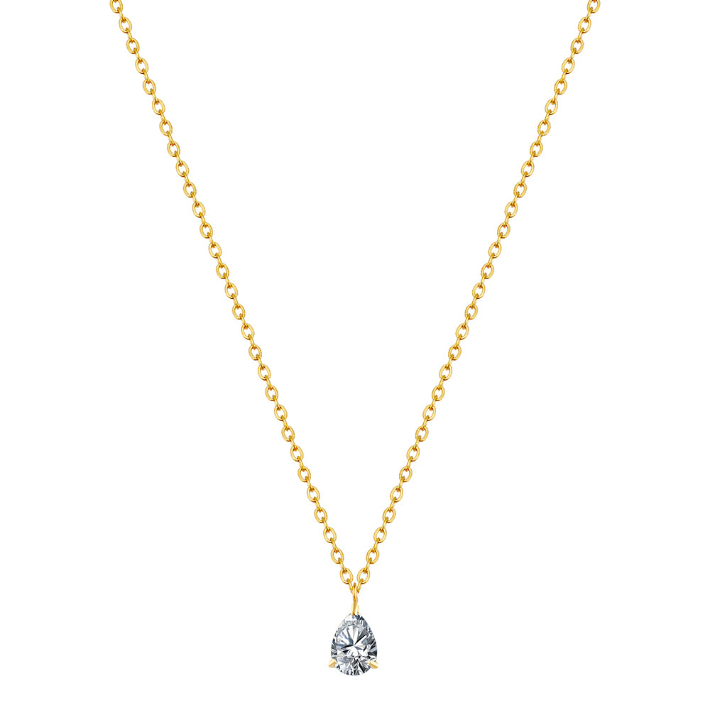 Waterdrop Necklace HighGrade 18K Gold Plated Champagne Cubic White/Diamond (CZ)