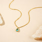 Waterdrop Necklace HighGrade 18K Gold Plated Champagne Cubic Blue (CZ)